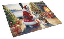 Load image into Gallery viewer, Bull Terrier and Santa Claus Glass Cutting Boards – Durable, Decorative Kitchen Art