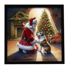 Load image into Gallery viewer, Bull Terrier and Santa Claus Framed Metal Print