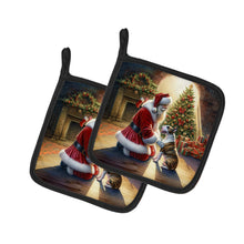 Load image into Gallery viewer, Bull Terrier and Santa Claus Pot Holders - Set of 2 Decorative Kitchen Helpers | Made in the USA
