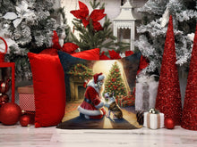 Load image into Gallery viewer, Bull Terrier and Santa Claus Throw Pillow - 14x14 Decorative Pillow – Art for Your Home &amp; Patio