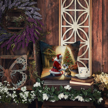 Load image into Gallery viewer, Bull Terrier and Santa Claus Throw Pillow