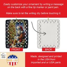 Load image into Gallery viewer, English Bulldog and Santa Claus Porcelain Ornament