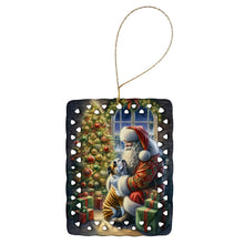Load image into Gallery viewer, English Bulldog and Santa Claus Porcelain Ornament