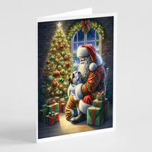 Load image into Gallery viewer, English Bulldog and Santa Claus Greeting Cards - Blank Note Cards – 8-Pack of Artist-Designed Cards with Envelopes