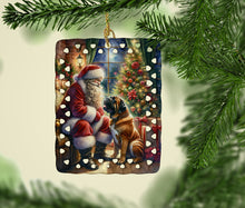 Load image into Gallery viewer, Bullmastiff and Santa Claus Porcelain Ornament