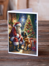 Load image into Gallery viewer, Bullmastiff and Santa Claus Greeting Cards - Blank Note Cards – 8-Pack of Artist-Designed Cards with Envelopes