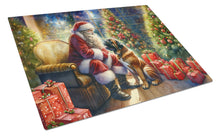 Load image into Gallery viewer, Bullmastiff and Santa Claus Glass Cutting Boards – Durable, Decorative Kitchen Art