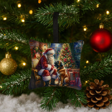 Load image into Gallery viewer, Bullmastiff and Santa Claus Hanging Square Fabric Ornament 3.5 × 3.5