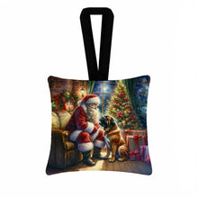 Load image into Gallery viewer, Bullmastiff and Santa Claus Hanging Square Fabric Ornament 3.5 × 3.5