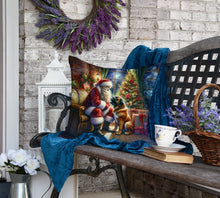 Load image into Gallery viewer, Bullmastiff and Santa Claus Throw Pillow