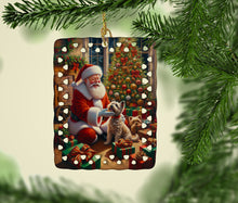 Load image into Gallery viewer, Cairn Terrier and Santa Claus Porcelain Ornament