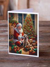 Load image into Gallery viewer, Cairn Terrier and Santa Claus Greeting Cards - Blank Note Cards – 8-Pack of Artist-Designed Cards with Envelopes