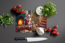 Load image into Gallery viewer, Cairn Terrier and Santa Claus Glass Cutting Boards – Durable, Decorative Kitchen Art