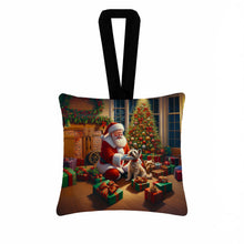 Load image into Gallery viewer, Cairn Terrier and Santa Claus Hanging Square Fabric Ornament 3.5 × 3.5