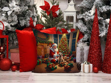 Load image into Gallery viewer, Cairn Terrier and Santa Claus Throw Pillow - 14x14 Decorative Pillow – Art for Your Home &amp; Patio