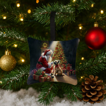 Load image into Gallery viewer, Cairn Terrier and Santa Claus Hanging Square Fabric Ornament 3.5 × 3.5