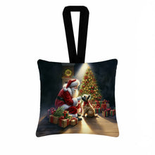 Load image into Gallery viewer, Cairn Terrier and Santa Claus Hanging Square Fabric Ornament 3.5 × 3.5