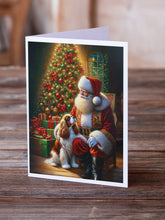 Load image into Gallery viewer, Cavalier Spaniel and Santa Claus Greeting Cards - Blank Note Cards – 8-Pack of Artist-Designed Cards with Envelopes