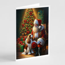 Load image into Gallery viewer, Cavalier Spaniel and Santa Claus Greeting Cards - Blank Note Cards – 8-Pack of Artist-Designed Cards with Envelopes