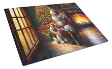 Load image into Gallery viewer, Cavalier Spaniel and Santa Claus Glass Cutting Boards – Durable, Decorative Kitchen Art