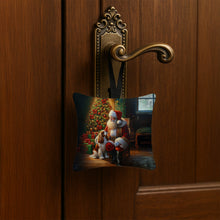 Load image into Gallery viewer, Cavalier Spaniel and Santa Claus Hanging Square Fabric Ornament 3.5 × 3.5