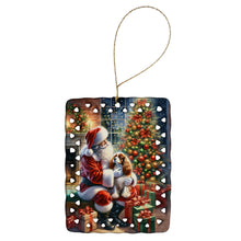 Load image into Gallery viewer, Cavalier Spaniel and Santa Claus Porcelain Ornament