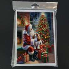 Load image into Gallery viewer, Cavalier Spaniel and Santa Claus Greeting Cards - Blank Note Cards – 8-Pack of Artist-Designed Cards with Envelopes