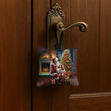 Load image into Gallery viewer, Cavalier Spaniel and Santa Claus Hanging Square Fabric Ornament 3.5 × 3.5