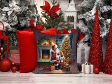 Load image into Gallery viewer, Cavalier Spaniel and Santa Claus Throw Pillow - 14x14 Decorative Pillow – Art for Your Home &amp; Patio