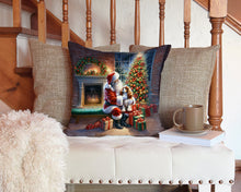 Load image into Gallery viewer, Cavalier Spaniel and Santa Claus Throw Pillow - 14x14 Decorative Pillow – Art for Your Home &amp; Patio