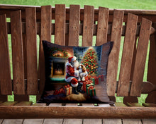 Load image into Gallery viewer, Cavalier Spaniel and Santa Claus Throw Pillow - 14x14 Decorative Pillow – Art for Your Home &amp; Patio