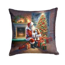 Load image into Gallery viewer, Cavalier Spaniel and Santa Claus Throw Pillow - 14x14 Decorative Pillow – Art for Your Home &amp; Patio