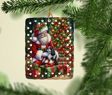 Load image into Gallery viewer, Cavalier Spaniel and Santa Claus Porcelain Ornament