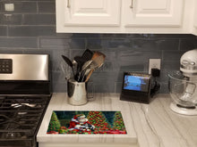 Load image into Gallery viewer, Cavalier Spaniel and Santa Claus Glass Cutting Boards – Durable, Decorative Kitchen Art