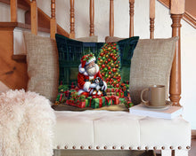 Load image into Gallery viewer, Cavalier Spaniel and Santa Claus Throw Pillow - 14x14 Decorative Pillow – Art for Your Home &amp; Patio