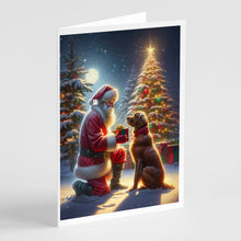 Load image into Gallery viewer, Chesapeake Bay Retriever and Santa Claus Greeting Cards - Blank Note Cards – 8-Pack of Artist-Designed Cards with Envelopes
