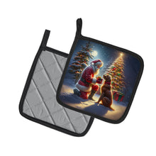 Load image into Gallery viewer, Chesapeake Bay Retriever and Santa Claus Pot Holders - Set of 2 Decorative Kitchen Helpers | Made in the USA