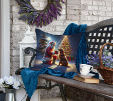 Load image into Gallery viewer, Chesapeake Bay Retriever and Santa Claus Throw Pillow