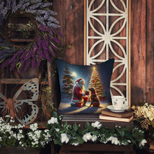 Load image into Gallery viewer, Chesapeake Bay Retriever and Santa Claus Throw Pillow