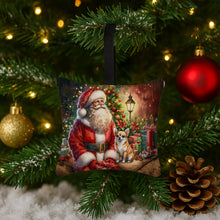 Load image into Gallery viewer, Chihuahua and Santa Claus Hanging Square Fabric Ornament 3.5 × 3.5
