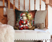 Load image into Gallery viewer, Chihuahua and Santa Claus Throw Pillow - 14x14 Decorative Pillow – Art for Your Home &amp; Patio