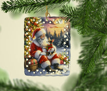 Load image into Gallery viewer, Chihuahua and Santa Claus Porcelain Ornament