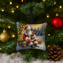 Load image into Gallery viewer, Chihuahua and Santa Claus Hanging Square Fabric Ornament 3.5 × 3.5