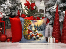 Load image into Gallery viewer, Chihuahua and Santa Claus Throw Pillow - 14x14 Decorative Pillow – Art for Your Home &amp; Patio