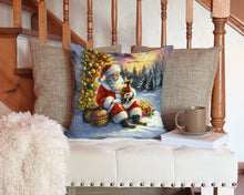 Load image into Gallery viewer, Chihuahua and Santa Claus Throw Pillow - 14x14 Decorative Pillow – Art for Your Home &amp; Patio