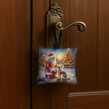 Load image into Gallery viewer, Chinese Crested and Santa Claus Hanging Square Fabric Ornament 3.5 × 3.5