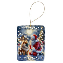 Load image into Gallery viewer, Chow Chow and Santa Claus Porcelain Ornament