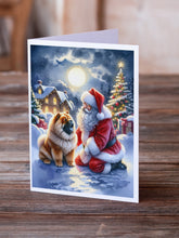 Load image into Gallery viewer, Chow Chow and Santa Claus Greeting Cards - Blank Note Cards – 8-Pack of Artist-Designed Cards with Envelopes