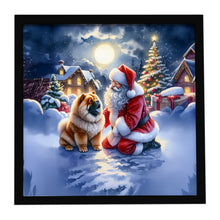 Load image into Gallery viewer, Chow Chow and Santa Claus Framed Metal Print
