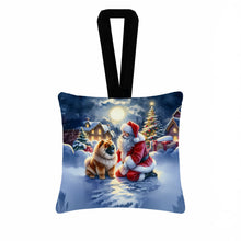 Load image into Gallery viewer, Chow Chow and Santa Claus Hanging Square Fabric Ornament 3.5 × 3.5